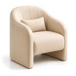 Berroniya Cream Pedicure Chair with vertical backrest stitching, curved padded arms and a matching cream lumbar cushion.