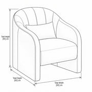 Berroniya Cream Pedicure Chair size drawing labels a 65 cm width, 65 cm depth and 85 cm height around the curved frame.