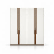 Bestylora 4 Door Wooden Wardrobe on a white background, featuring light full-height doors and a plain rectangular frame.