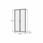 Bestylora Glass Storage Cabinet dimension guide with slim vertical handles and labels of 90 cm wide and 220 cm high.