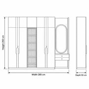 Bestylora 4 Door Wooden Wardrobe with Dressing Table