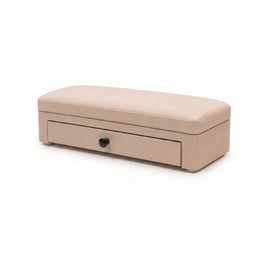 Alternate view of Bliffy Cream Beige Manicure Hand Rest, showing padded top, built-in storage drawer, and compact design.