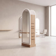 Boxola White & Walnut Salon Mirror Station