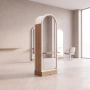 Boxola White & Walnut Salon Mirror Station