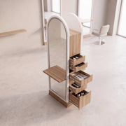 Boxola White & Walnut Salon Mirror Station