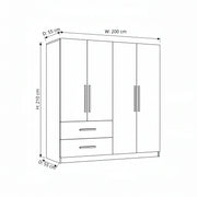 Burgasona 4 Door Wooden Wardrobe