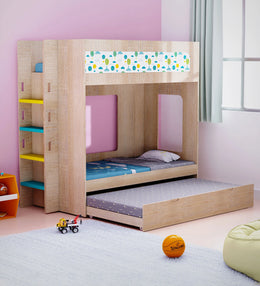 Caravan Kids Bunk with Trundle Bed In Oak Colour