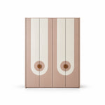 Carmeniso 4 Door Pink and Cream Wardrobe with a straight full-height frame and a four-door layout on a white background.