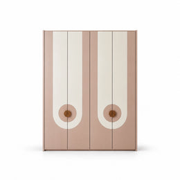 Carmeniso 4 Door Pink and Cream Wardrobe with a straight full-height frame and a four-door layout on a white background.