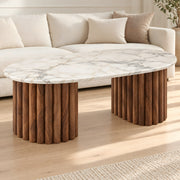 Cavifluta Marble Coffee Table product photo showing oval top in a clean studio setting for a modern living room interior.