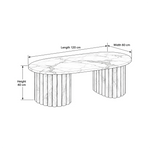 Cavifluta Marble Coffee Table size guide lists 120 cm long, 60 cm wide, and 40 cm high to help plan fit in the living room.