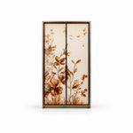 Cazinovy 2 Door Wooden Wardrobe with botanical door artwork and warm floral illustrations against a white backdrop.