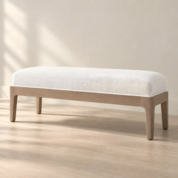 Chelsaria Cream Upholstered Wooden Bench
