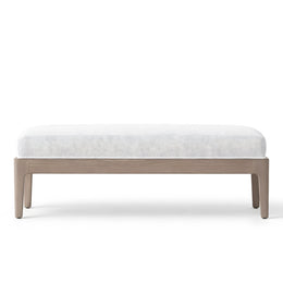 Alternate view of Chelsaria Cream Upholstered Wooden Bench, showing padded upholstered seat and engineered wood frame.