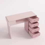 Alternate angle of Clainova Premium Manicure Table, showing 4-drawer storage unit in a clean, contemporary salon setting.