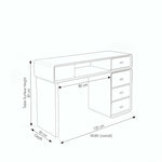 Clainova Premium Manicure Table dimension guide showing 120 cm wide, 60 cm deep, and 80 cm high for salon layout planning.
