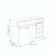 Clainova Premium Manicure Table dimension guide showing 120 cm wide, 60 cm deep, and 80 cm high for salon layout planning.