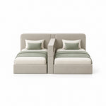 Alternate view of Clarosina Beige Kids Twin Bed with Divider Shelf, showing low bed bases for everyday interior styling.