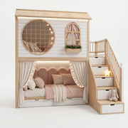 Classikora Wooden Kids Bunk Bed with Storage Stairs