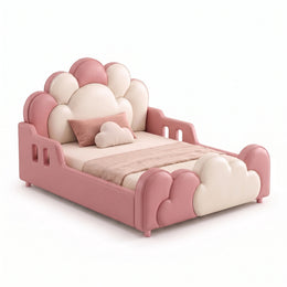Clocudy Pink Kids Toddler Bed with Safety Rails