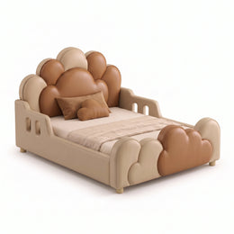 Clocudy Brown Kids Toddler Bed with Safety Rails