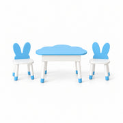 Clourabby Blue Cloud Kids Table with 2 Chairs brings together white tapered legs and blue-tipped feet viewed from the front.