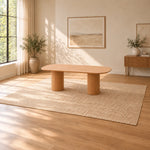 Colioaky Wooden Oval 6-Seater Dining Table product photo showing oval tabletop with rounded ends in a clean studio setting.