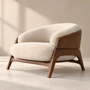 Colmanso Beige Accent Chair with Wooden Frame
