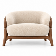 Colmanso Beige Accent Chair with Wooden Frame