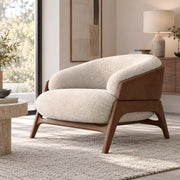 Colmanso Beige Accent Chair with Wooden Frame