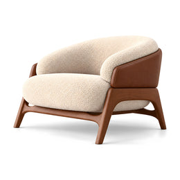 Colmanso Beige Accent Chair with Wooden Frame