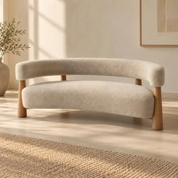 Comolara Beige Bouclé Upholstered Bench