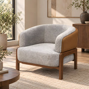 Covondra Grey Accent Chair with Wooden Frame