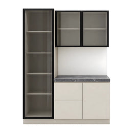 Alternate view of Cozno Wooden Crockery Storage Cabinet, showing tall glass-front display cabinet in a modern home setting.