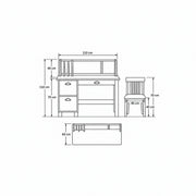 Craftylona Lavender Kids Study Desk with Chair drawing with three storage drawers, labelled 110 cm wide and 110 cm high.