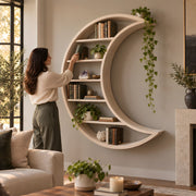 Crescentova Wooden Wall-Mounted Bookshelf