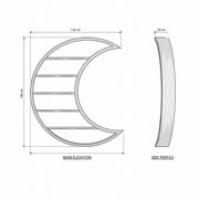 Crescentova Wooden Wall-Mounted Bookshelf