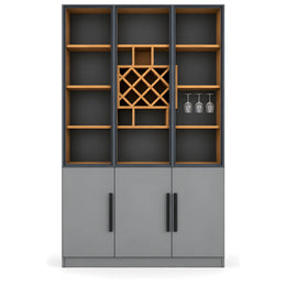 Alternate view of Cristonsa Grey Wine Storage Cabinet, showing wine rack and display shelves in a balanced home interior.