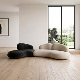 Culniva Black & Beige Modern 5-Seater Sofa
