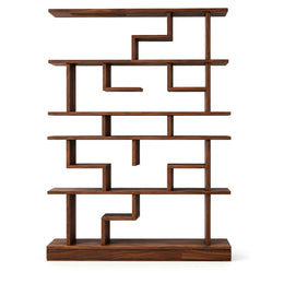 Alternate view of Culnivora Wooden Bookshelf & Open Display Storage, showing freestanding design in a modern home setting.