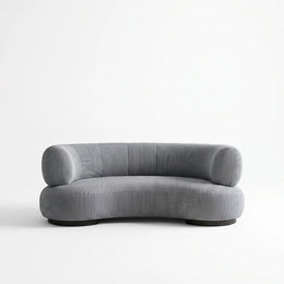 Alternate view of Curlina Grey Curved Modern 3-Seater Sofa, showing curved silhouette for a modern living room interior.