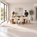 Alternate product view of Cusimilo Marble Top 6-Seater Dining Table, featuring oval top with a light marble-look appearance.