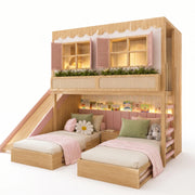 DualToppy Wooden Kids Bunk Bed with Slide