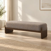Dynovy Grey Upholstered Wooden Bench