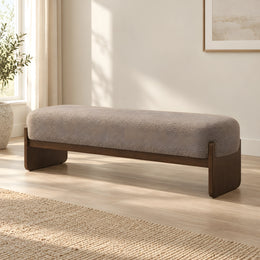 Dynovy Grey Upholstered Wooden Bench