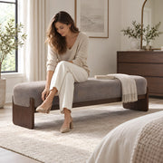 Dynovy Grey Upholstered Wooden Bench