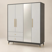 Eclovora 4 Door Wooden Wardrobe with Mirror