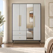 Eclovora 4 Door Wooden Wardrobe with Mirror