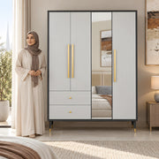Eclovora 4 Door Wooden Wardrobe with Mirror