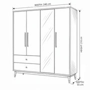 Eclovora 4 Door Wooden Wardrobe with Mirror
